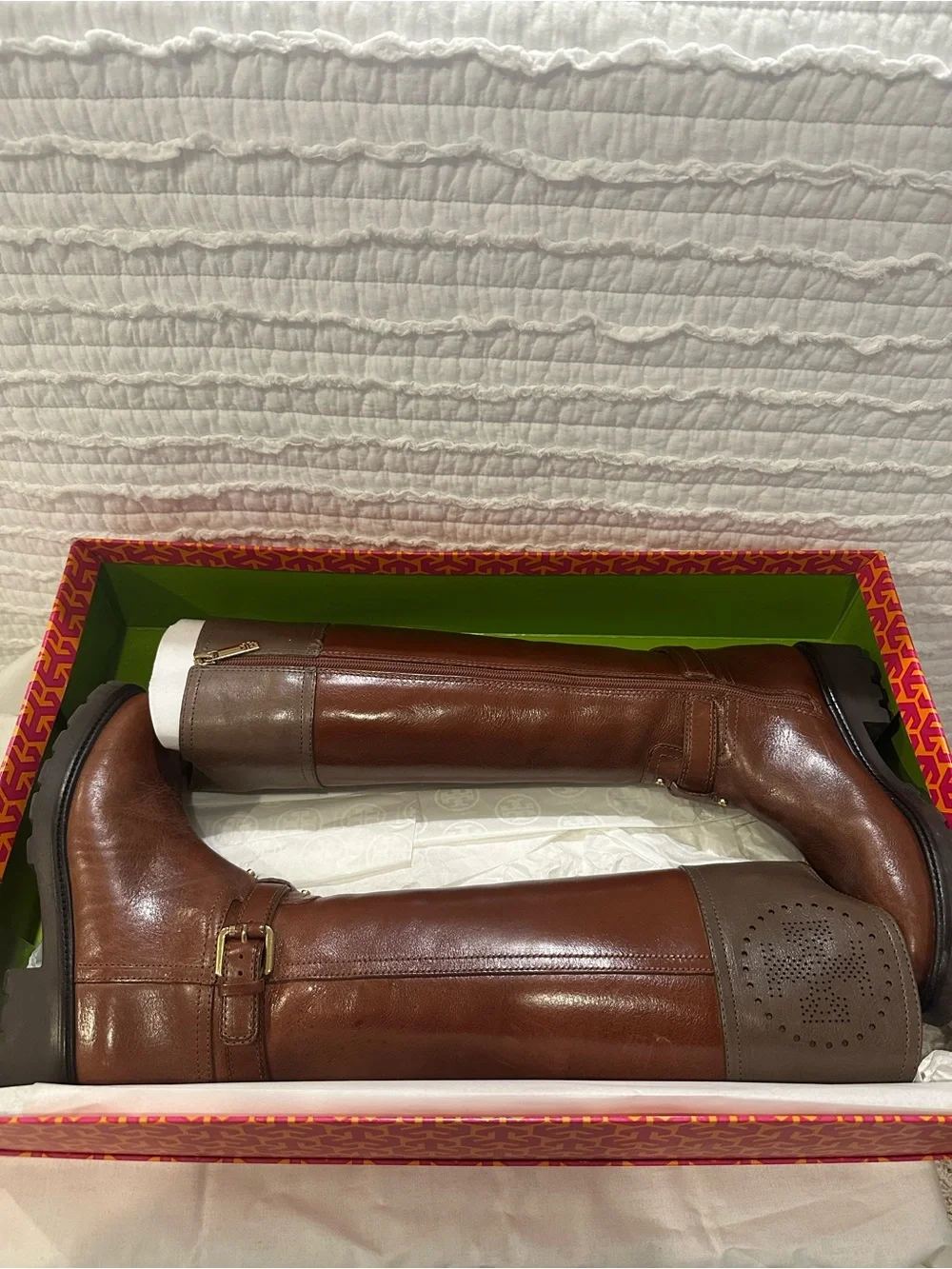 Tory Burch Daniela Riding Boot Size Brown 6.5